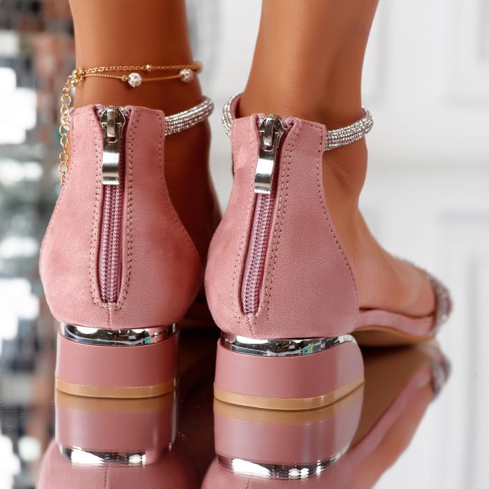 Дамски сандали на ток Renata розово #11590