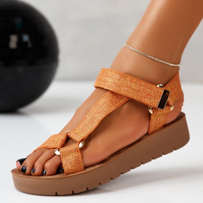 Дамски сандали на платформа Mara оранжево #11743