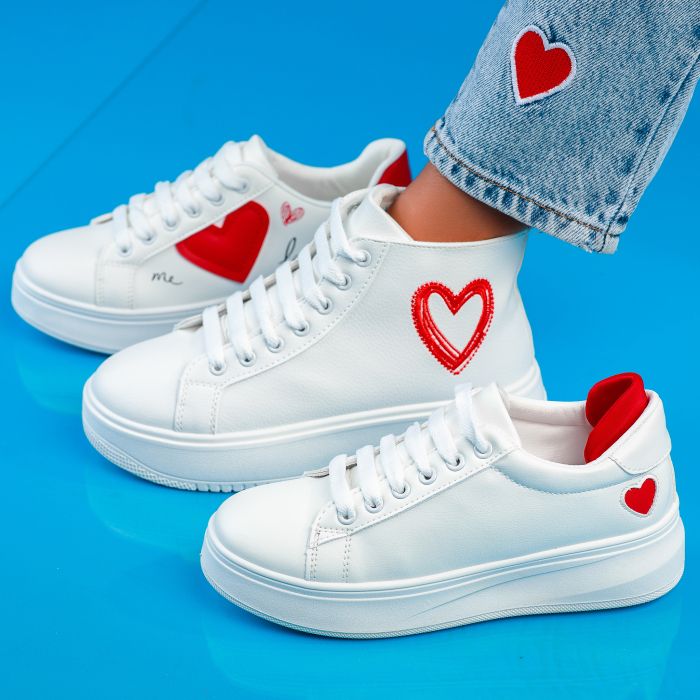 Дамски спортни обувки Hera Бяло/червен #12035