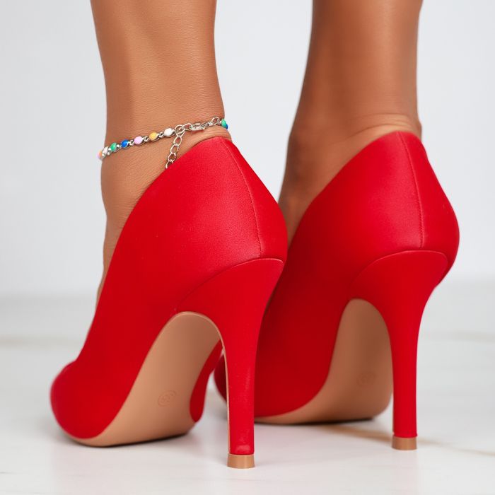 Pantofi Dama cu Toc Lane Rosii #12365