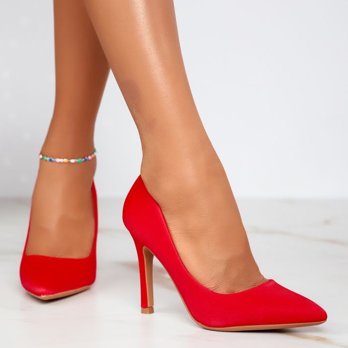 Дамски обувки с ток Lane червен #12365