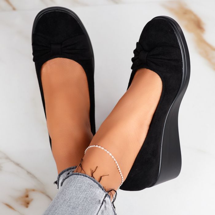 Ежедневни дамски обувки с платформа Elena Черно2 #12346
