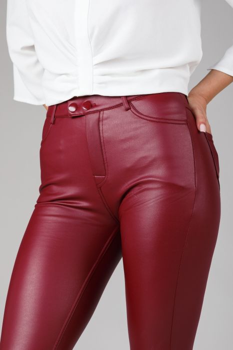 Дамски панталон Екологична кожа бордо Alara #A4