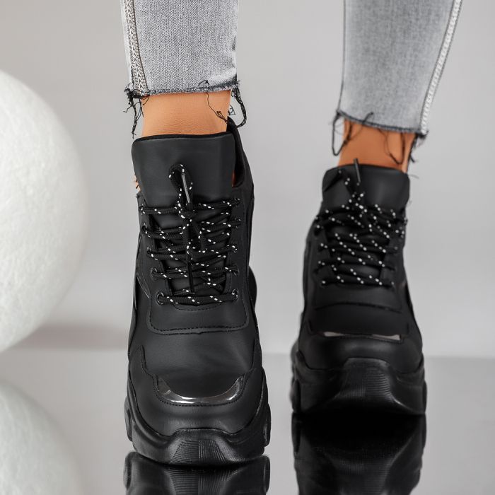 Hailey Női Fekete Sportcipő Platformmal #12711