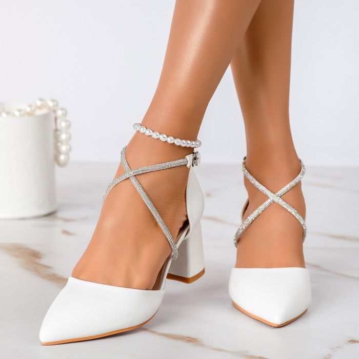 Дамски обувки с ток Luana бяло #13336
