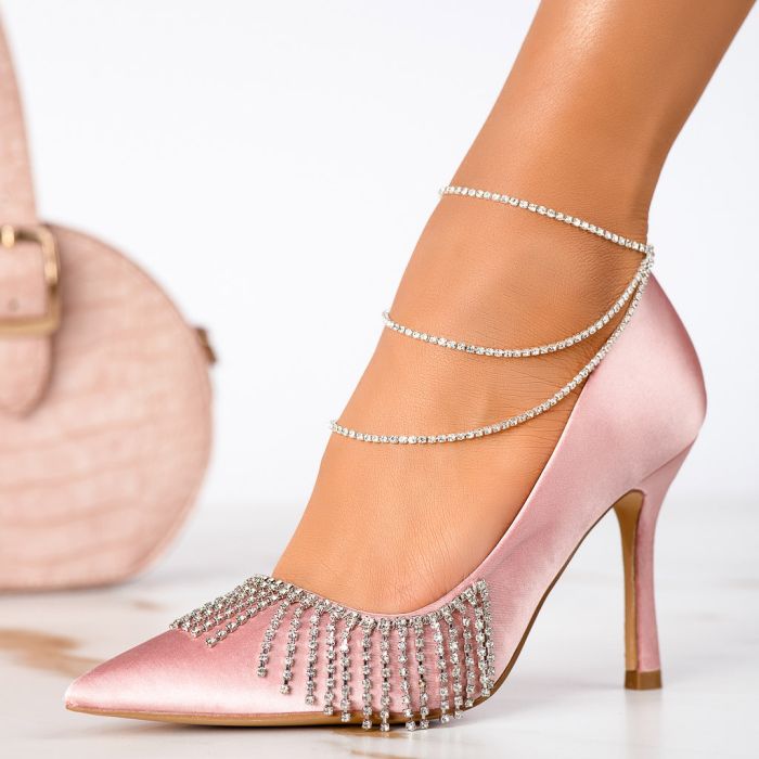 Дамски обувки с ток Sofia розово #13296